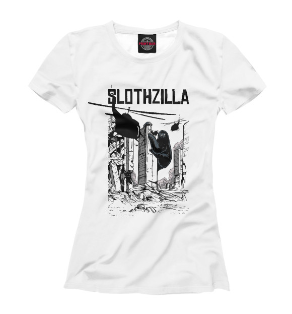 Футболка для девочек с изображением Slothzilla цвета Белый