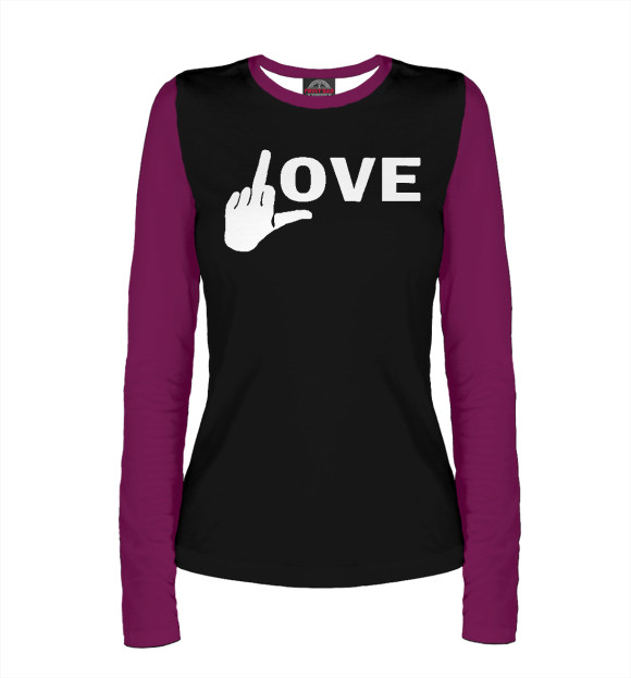 Женский лонгслив с изображением Love (fuck) цвета Белый