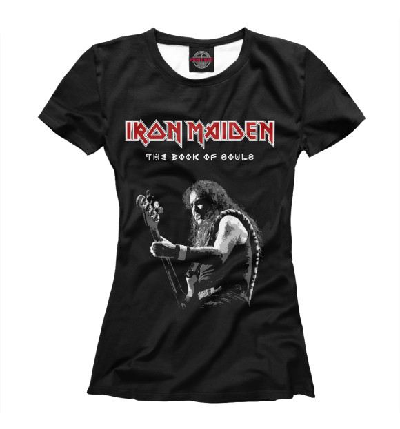 Женская футболка с изображением Iron Maiden (Стив Харрис) цвета Белый