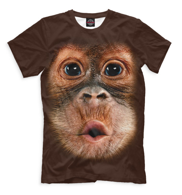 Мужская футболка с изображением Орангутанг цвета Молочно-белый