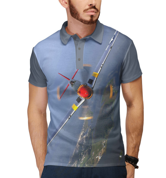 Мужское поло с изображением Пилот цвета Белый