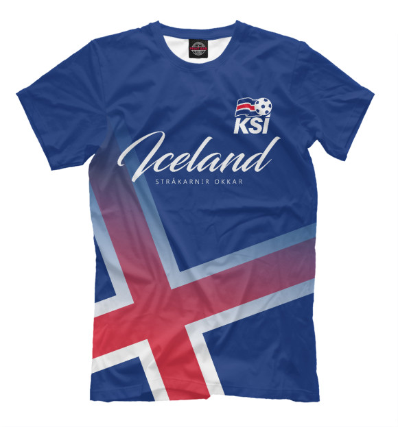 Мужская футболка с изображением Исландия цвета Темно-синий