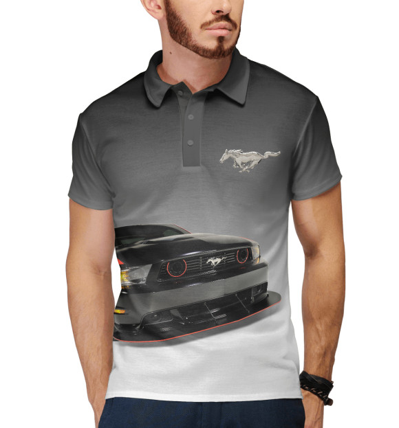 Мужское поло с изображением Mustang цвета Белый