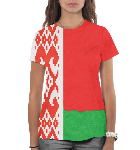 Женская футболка с изображением Беларусь цвета Белый