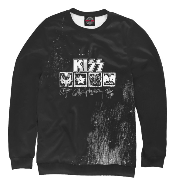 Мужской свитшот с изображением Kiss цвета Белый
