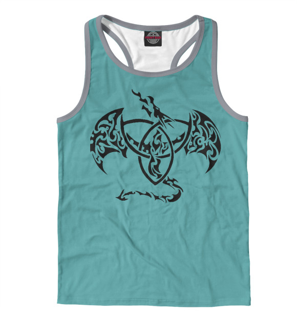 Мужская майка-борцовка с изображением Дракон цвета Белый