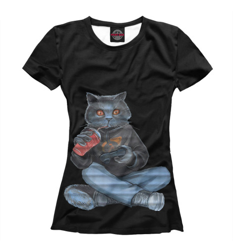 

Футболки Print Bar, Белый, Кот геймер