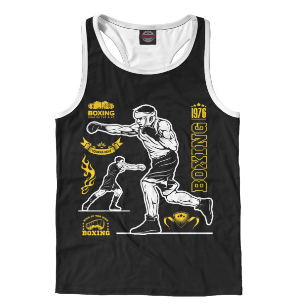 Мужская майка-борцовка с изображением Бокс цвета Белый