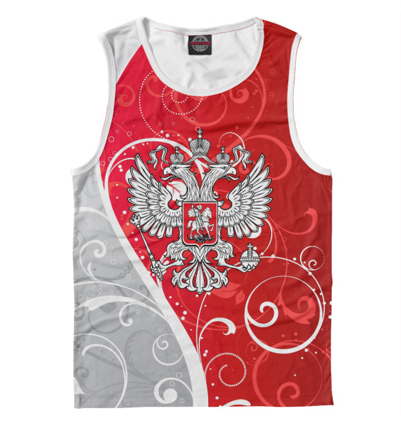 Мужская майка с изображением Герб России цвета Белый