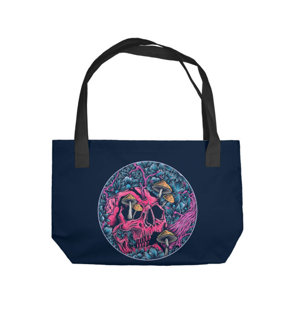 Пляжная сумка с изображением Череп грибы цвета 