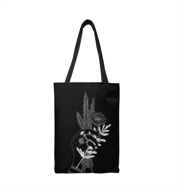 Сумка-шоппер с изображением Руки черные цветы цвета 