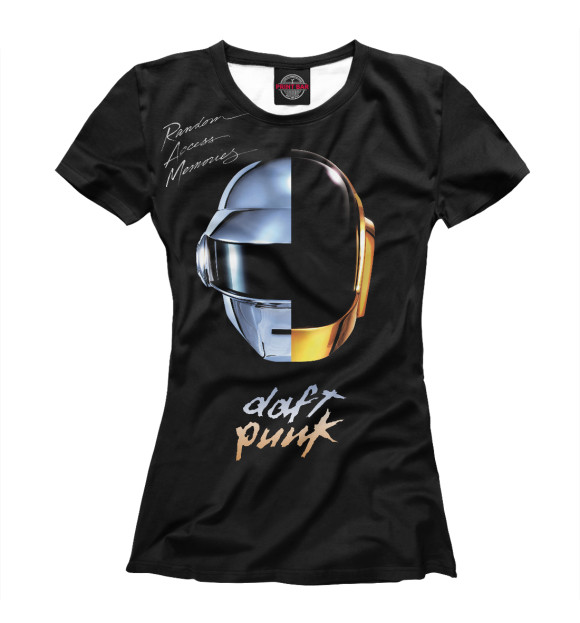 Женская футболка с изображением Daft Punk цвета Белый