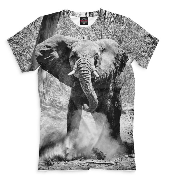 Мужская футболка с изображением Слоны цвета Серый
