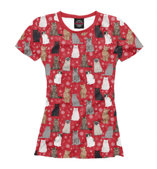 Женская футболка Рождественские коты-2