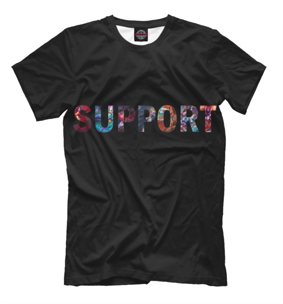 Мужская футболка с изображением Support цвета Черный