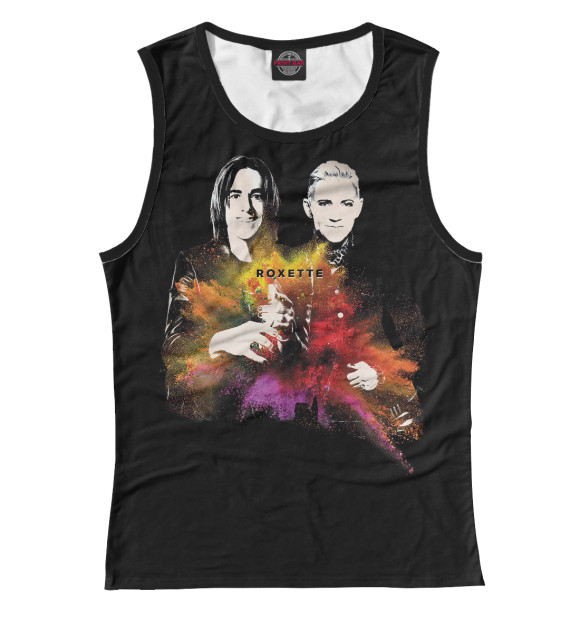 Женская майка с притом Roxette цвета Белый Женская майка с изображением Roxette цвета Белый