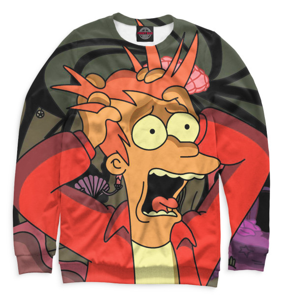 Женский свитшот с изображением Фрай цвета Белый