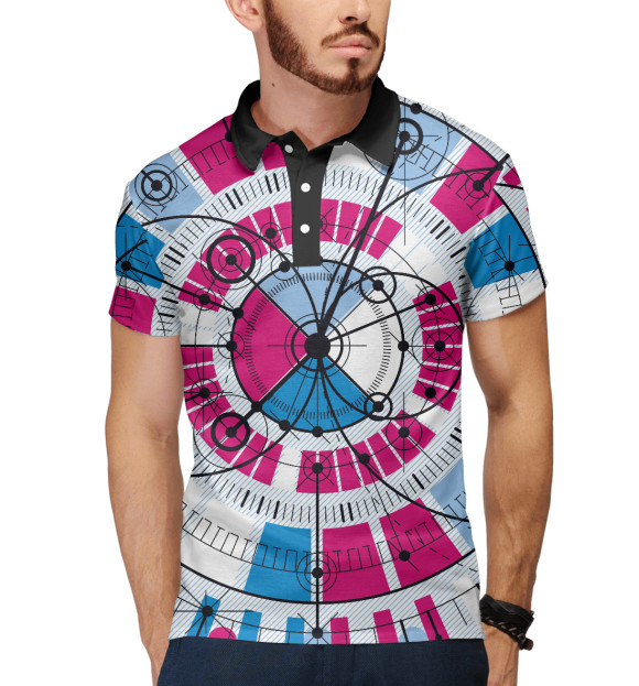 Мужское поло с притом Геометрия цвета Белый Мужское поло с изображением Геометрия цвета Белый