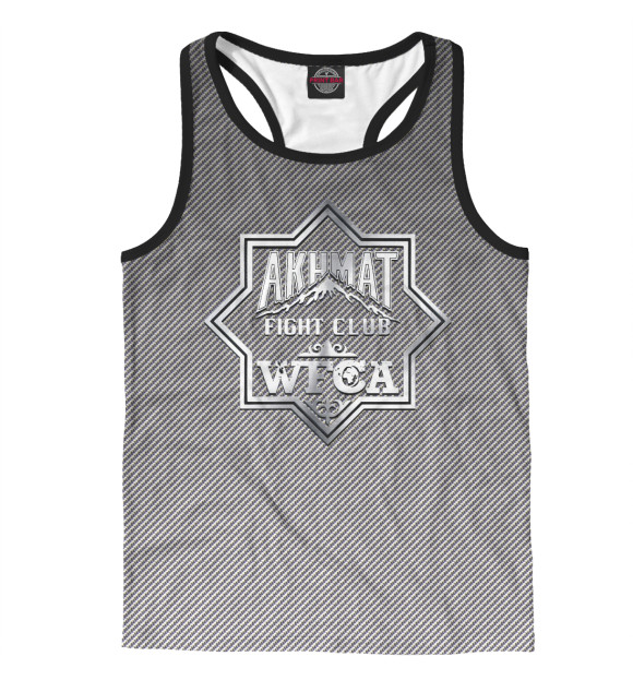 Мужская майка-борцовка с изображением Akhmat carbon цвета Белый