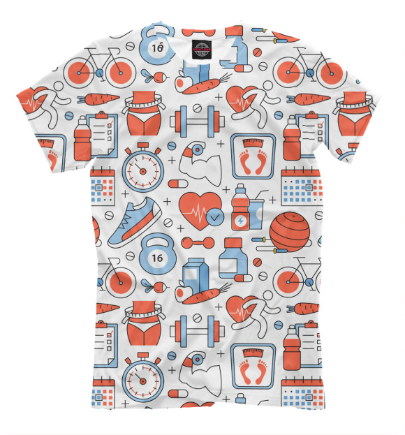 Мужская футболка с изображением ЗОЖ цвета Молочно-белый