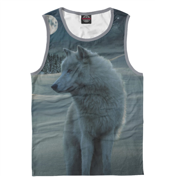 Майка для мальчика с притом Волк цвета Белый Майка для мальчика с изображением Волк цвета Белый