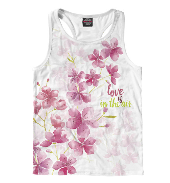 Мужская майка-борцовка с изображением Love is in the air цвета Белый