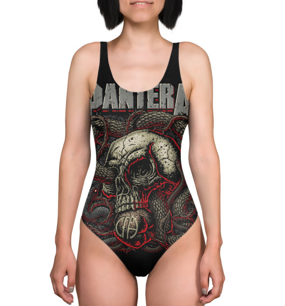 Купальник-боди с изображением Pantera Skull and Snake цвета 