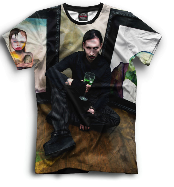 Мужская футболка с изображением Mаrilyn Manson цвета Черный