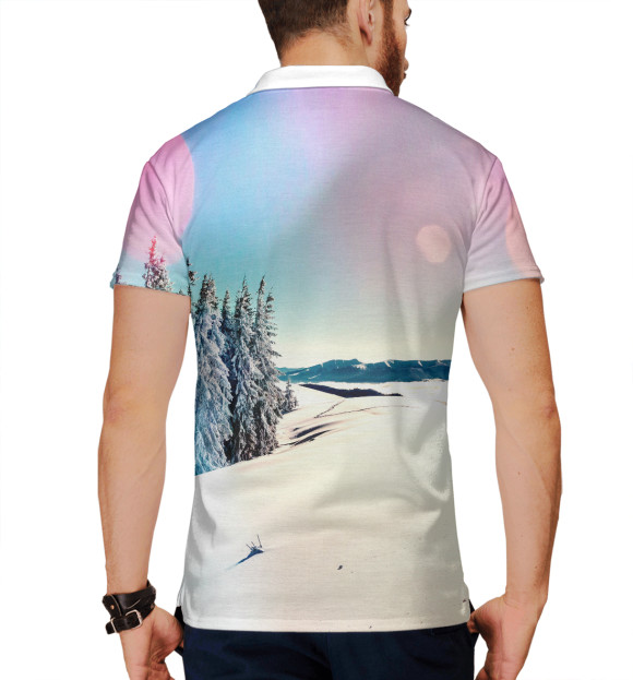 Мужское поло с изображением Блики света цвета Белый