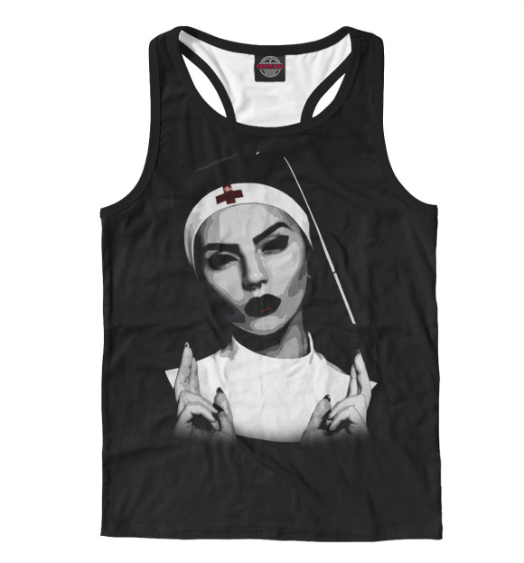 Мужская майка-борцовка с изображением Монашка с артэффектом цвета Белый