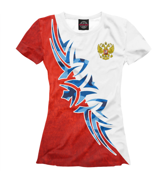 Футболка для девочек с изображением Символика РФ цвета Белый