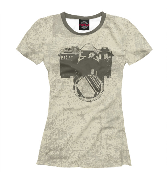 Женская футболка с изображением Ретро фотоаппарат цвета Белый
