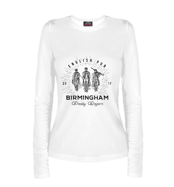 Женский лонгслив с изображением Острые козырьки цвета Белый