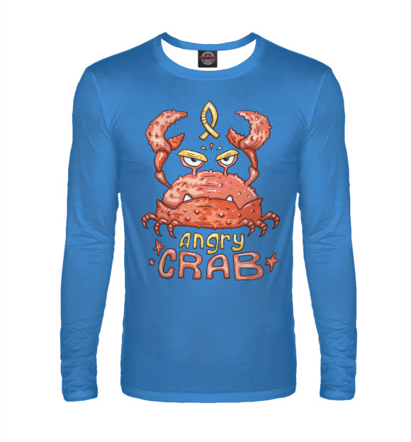 Мужской лонгслив с изображением Hungry crab цвета Белый