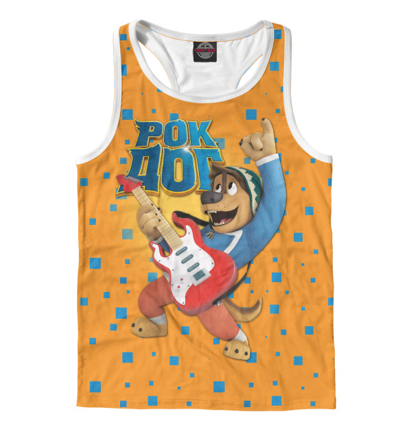 Мужская майка-борцовка с изображением Рок Дог цвета Белый