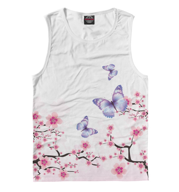 Мужская майка с притом Бабочки цвета Белый Мужская майка с изображением Бабочки цвета Белый