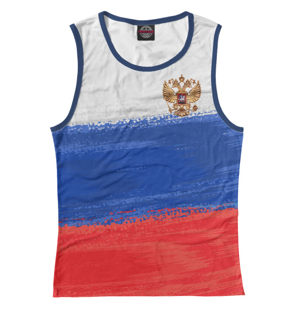 Майка для девочки с изображением Флаг России с гербом цвета Белый