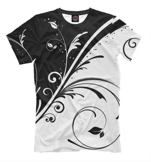 Мужская футболка с изображением Черно-белый узор цвета Молочно-белый