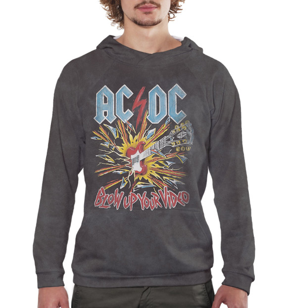 Мужское худи с изображением AC/DC цвета Белый