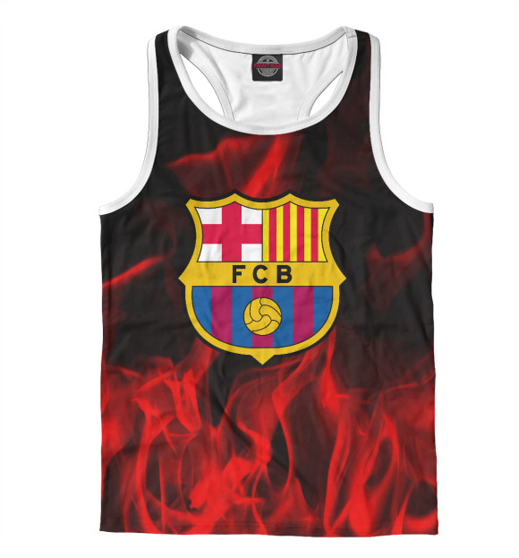 Мужская майка-борцовка с изображением Barcelona цвета Белый