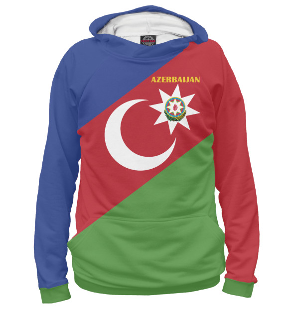 Худи для девочки с изображением Azerbaijan - герб и флаг цвета Белый