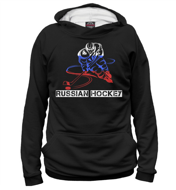 Худи для девочки с изображением Russian Hockey цвета Белый