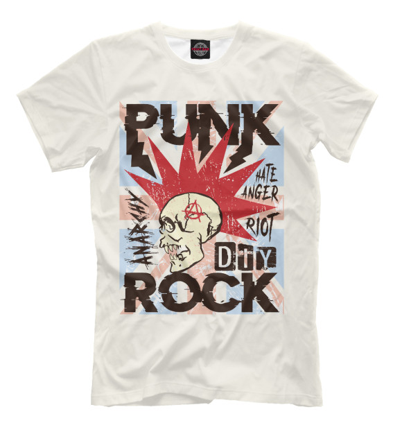 Мужская футболка с изображением Punk Rock цвета Белый
