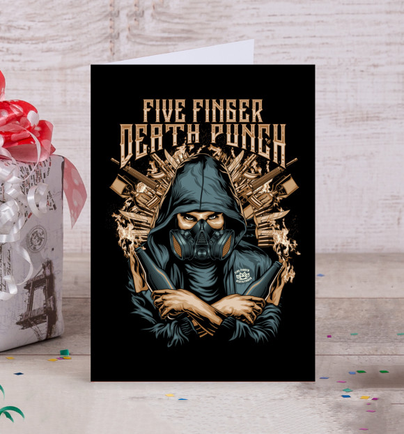 Открытка с изображением Five Finger Death Punch цвета Белый