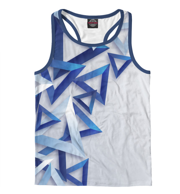 Мужская майка-борцовка с изображением Треугольники 3D цвета Белый