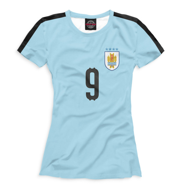 Футболка для девочек с изображением Сборная Уругвая – Суарез цвета Белый