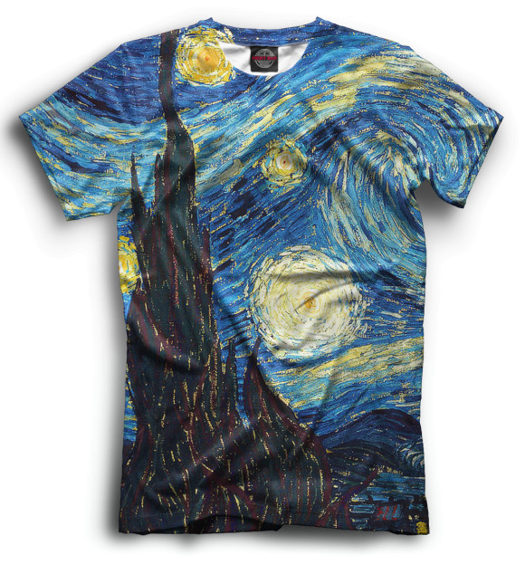 Мужская футболка с изображением Звёздная ночь цвета Черный