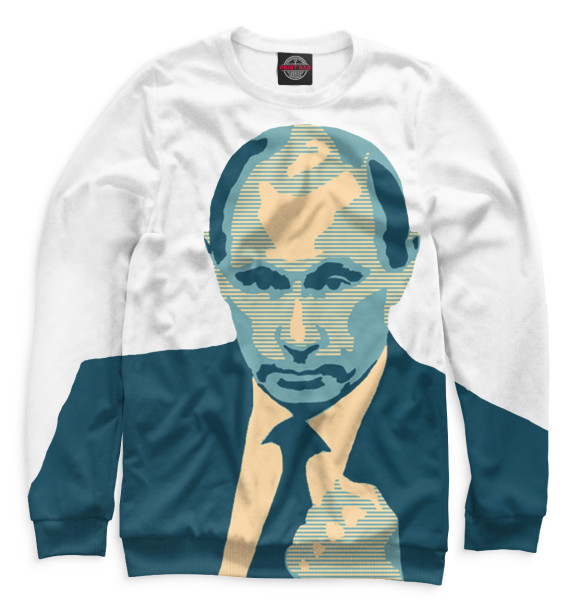 Мужской свитшот с изображением Путин цвета Белый