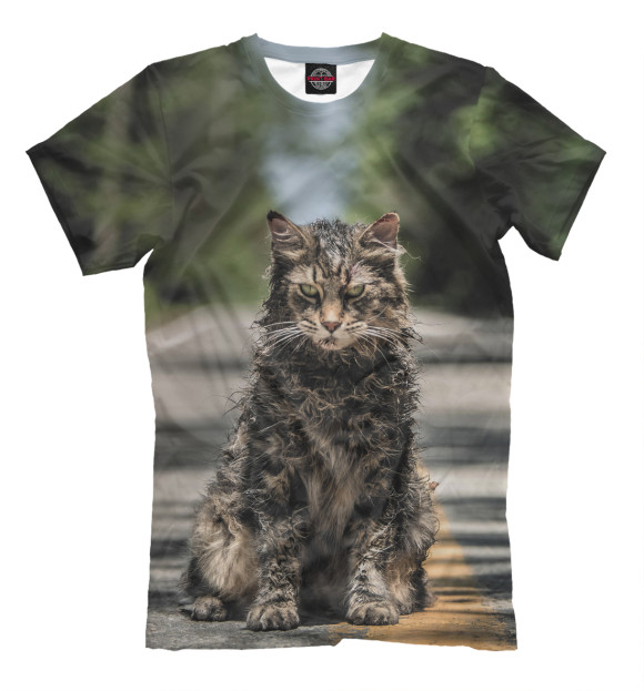 Мужская футболка с изображением Dead Cat цвета Серый