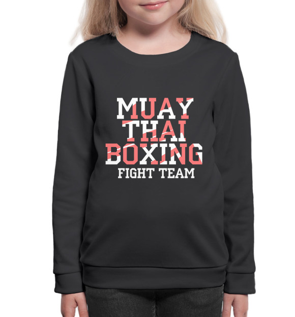 Свитшот для девочек с изображением Muay Thai Boxing цвета Белый